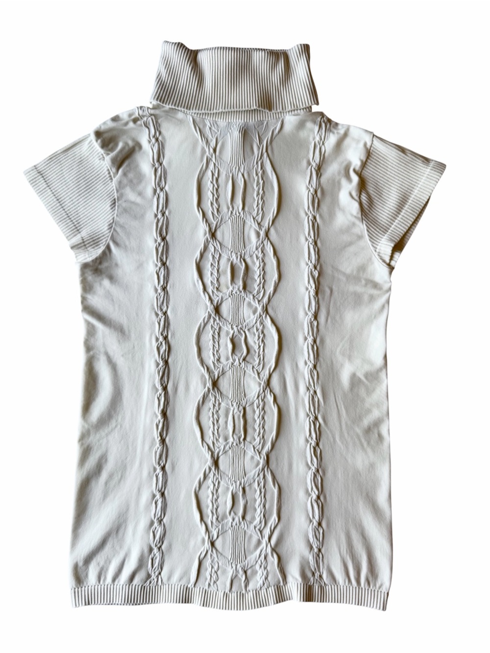 bebe white Cable-Knit Short Sleeve Turtleneck Tunic (size runs small)